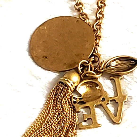 Antique Love Game Day Long Necklace Made of a Chain and Gold Pieces - Picture 10 of 12